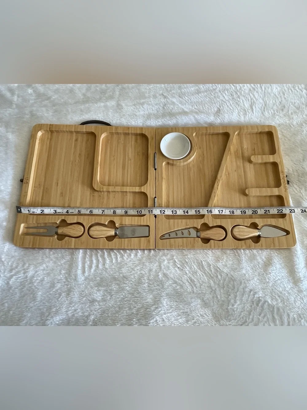 Bamboo Foldable Charcuterie Board Set with Utensils - Natural Bamboo